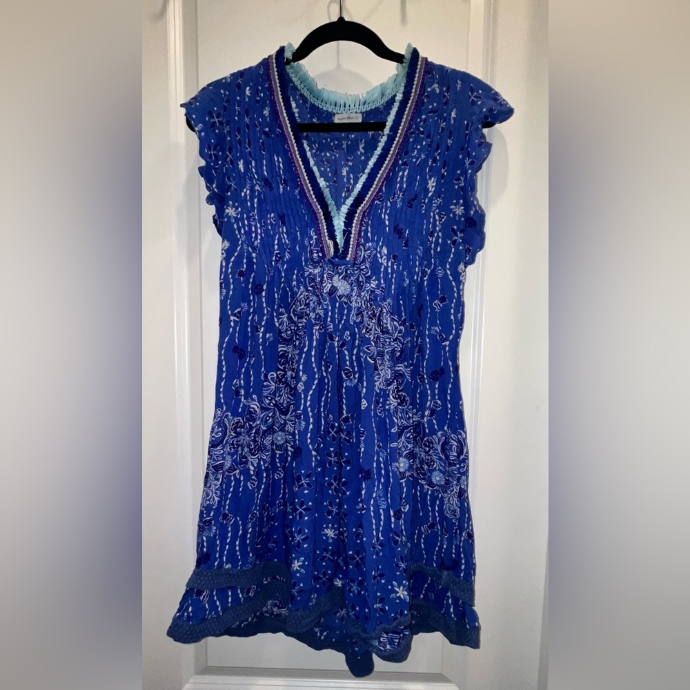 Poupette St. Barth Blue and White Floral Dress - Picture 3 of 7